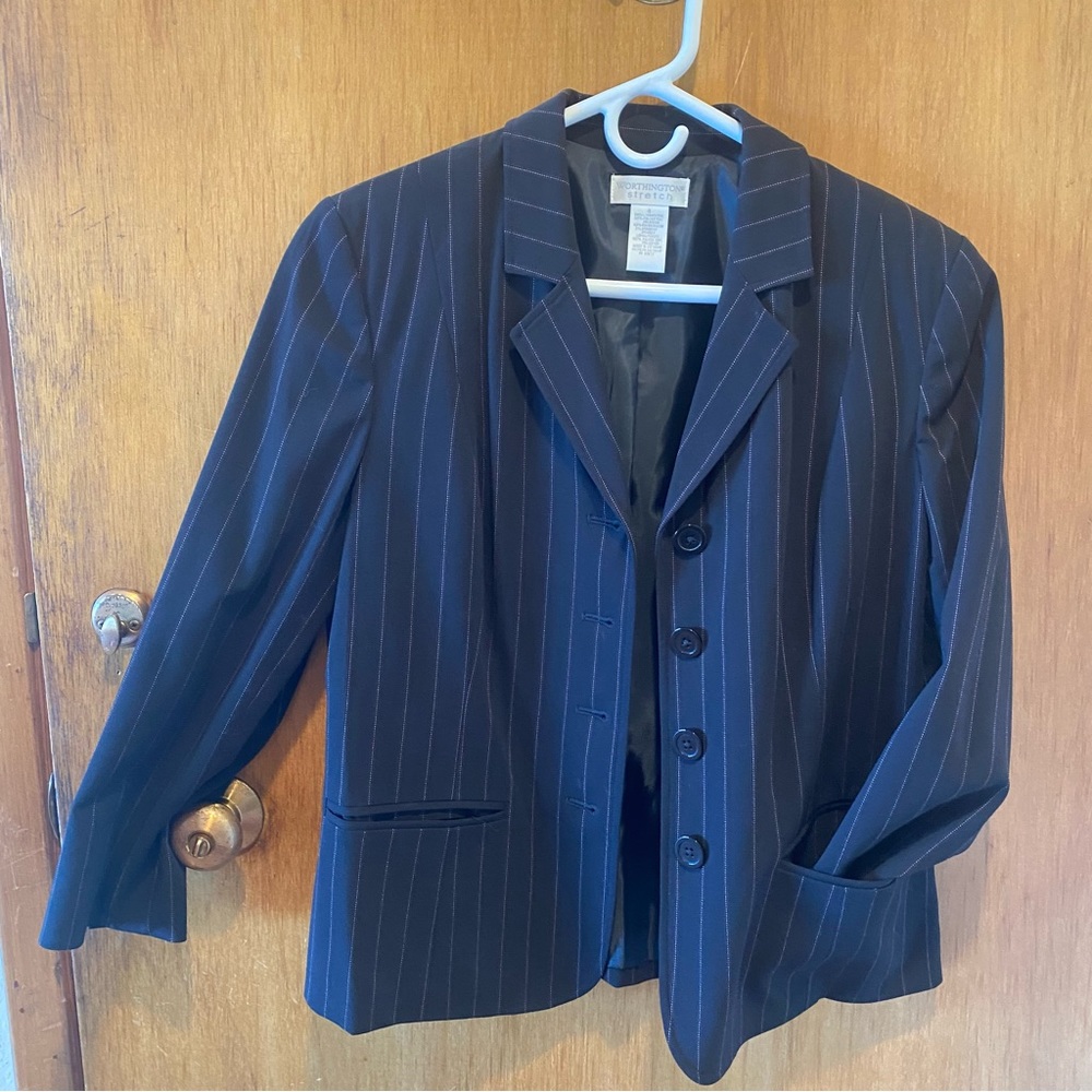 Blue striped work blazer - size 8 - SM / MED women’s